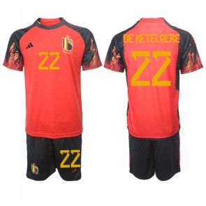 Belgien Charles De Ketelaere #22 kläder Barn VM 2022 Hemmatröja Kortärmad (+ korta byxor)